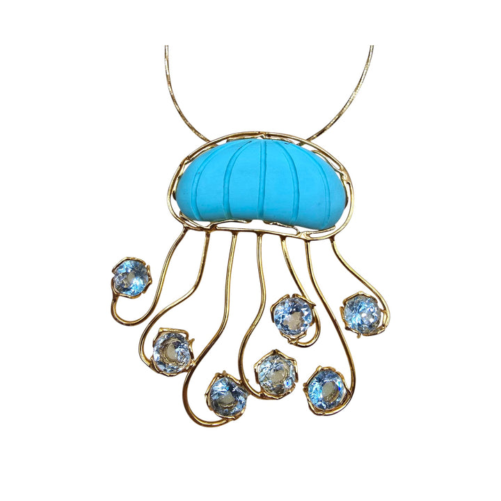 Collana ciondolo “medusa” di pasta di turchese montato in argento