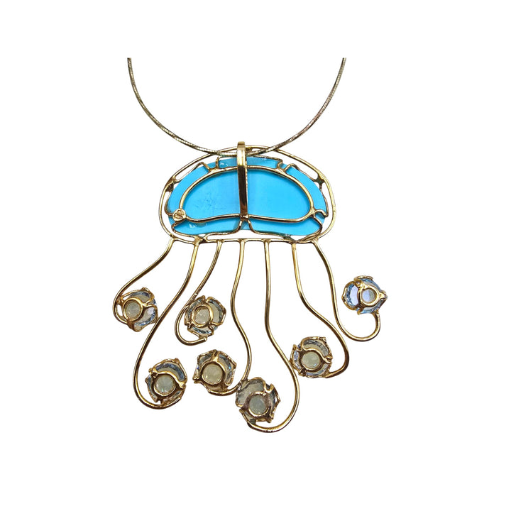 Collana ciondolo “medusa” di pasta di turchese montato in argento
