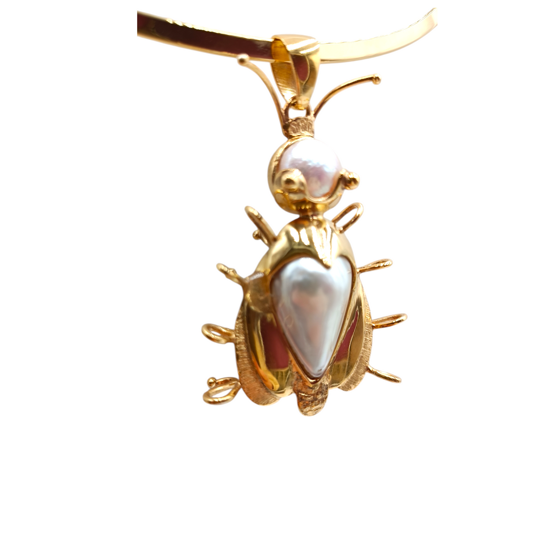END OF COLLECTION - Scarab pendant necklace with scaramazza pearl mounted in silver