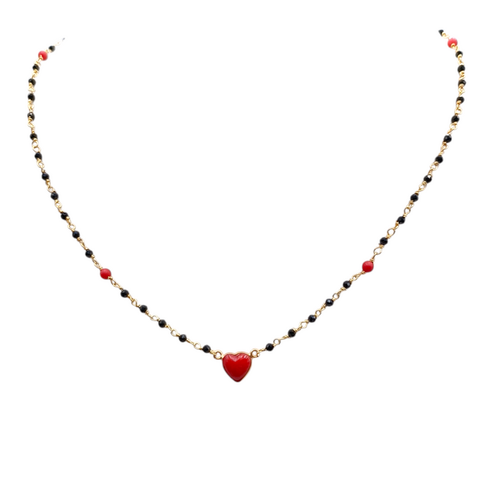 Idea San Valentino - Collana cuore di corallo montato su argento