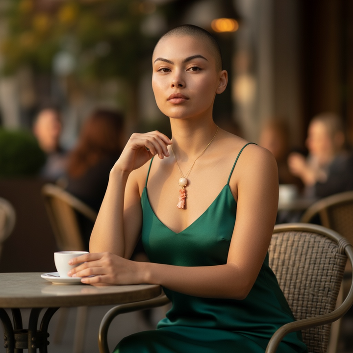 19th Century Lady Pendant in Cerasuolo Coral Mounted in Gilded Silver