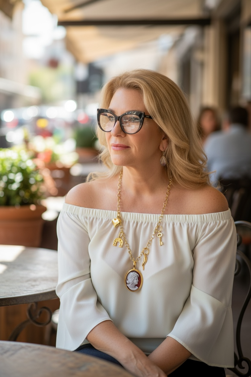 Collana dea scaramantica di cammeo montato in argento dorato