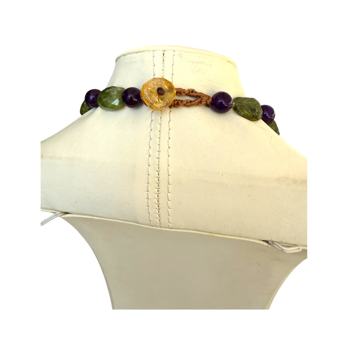 Jade, amethyst, citrine and pearl “tiara” necklace