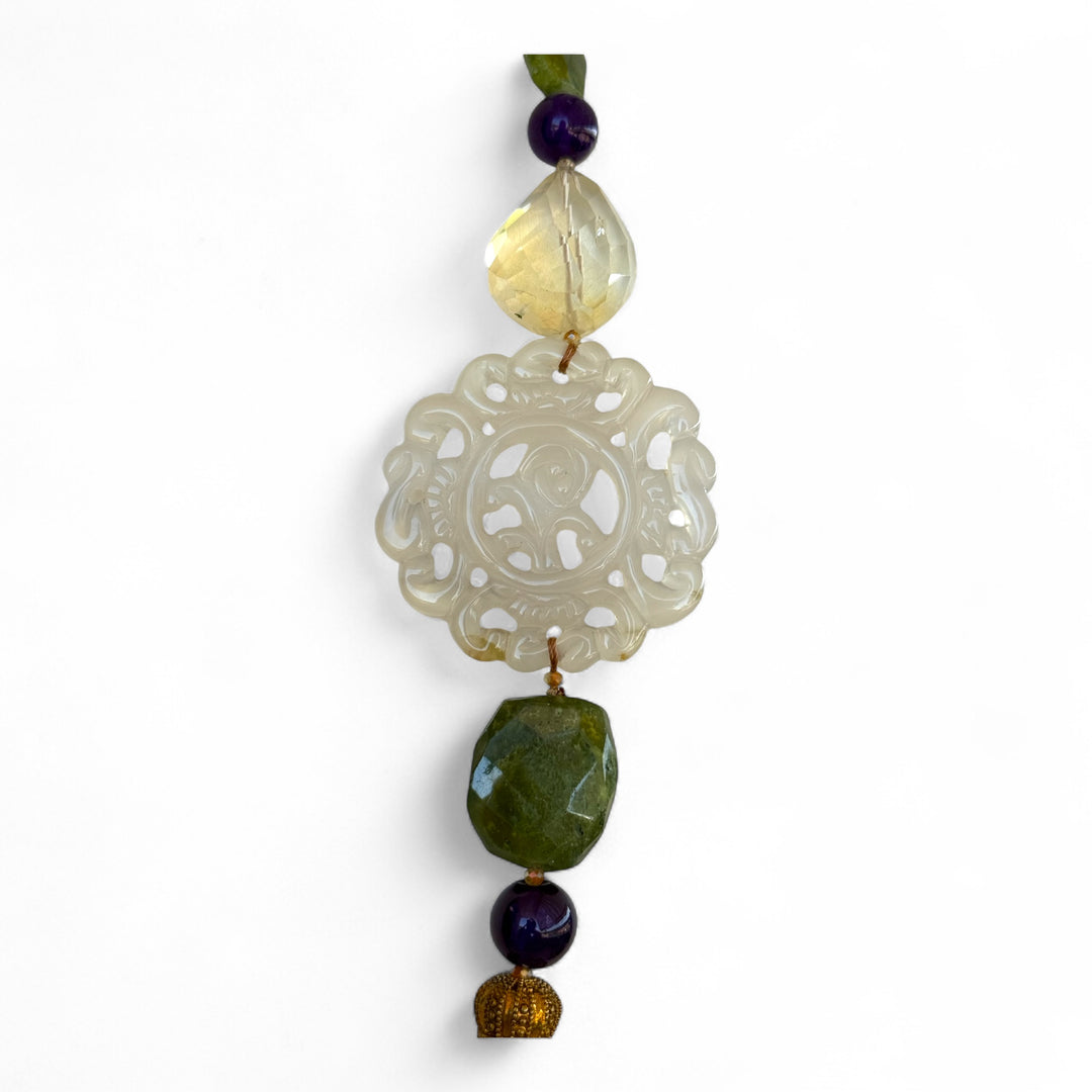 Jade, amethyst, citrine and pearl “tiara” necklace
