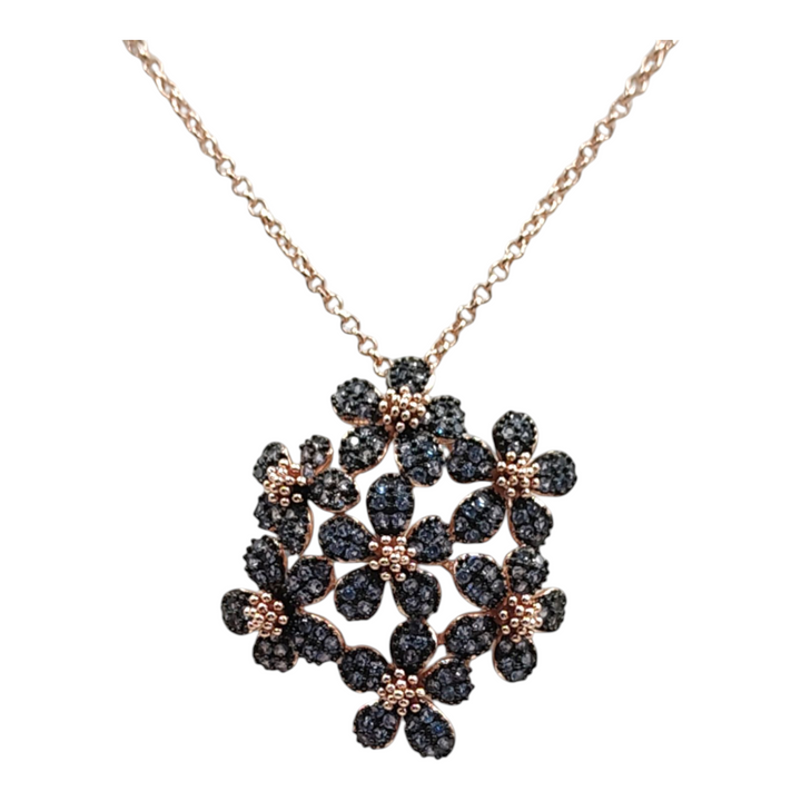 Precious flower necklace in blue bronze