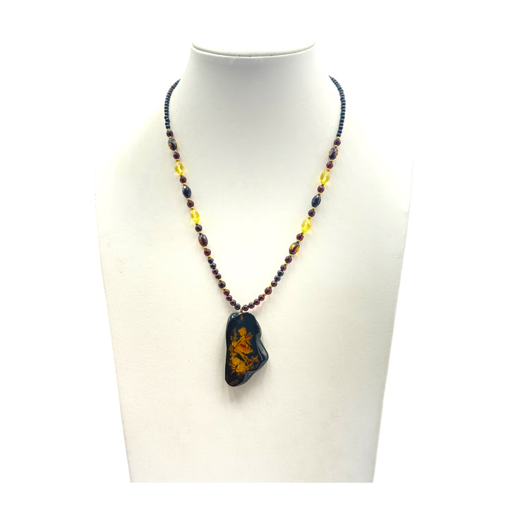 Collana la fatina di Ambra marrone montata in argento