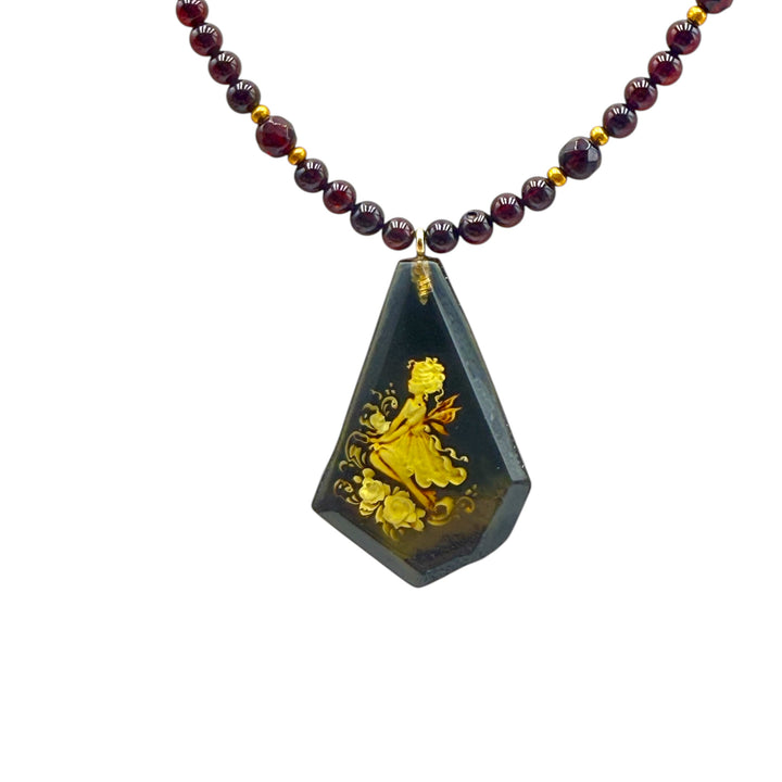 Collana la fatina di Ambra marrone montata in argento