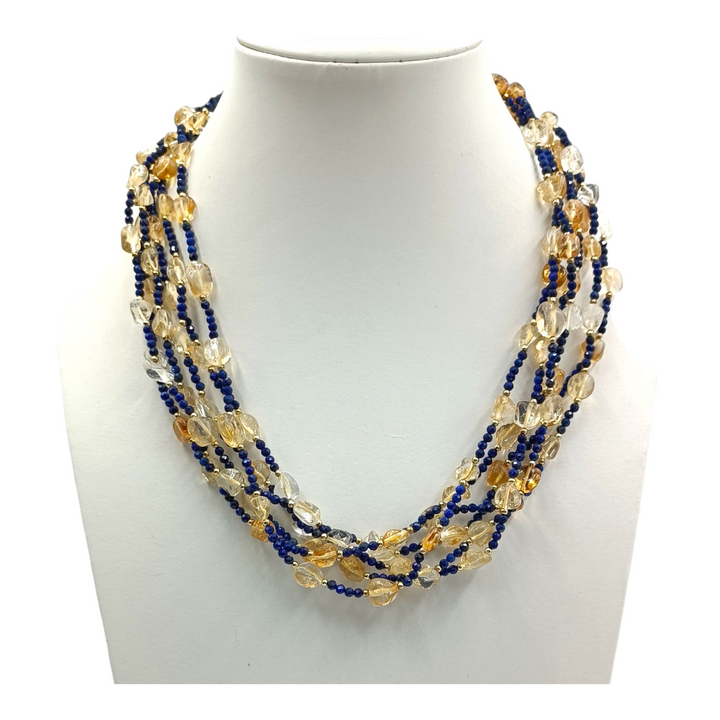 Collana lapis, citrino ed ematite montato su argento