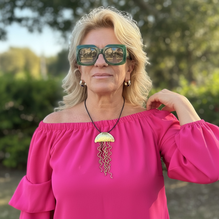 Collana con Ciondolo Medusa in Ottone Dorato