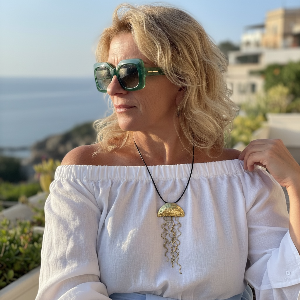 Collana con Ciondolo Medusa in Ottone Dorato