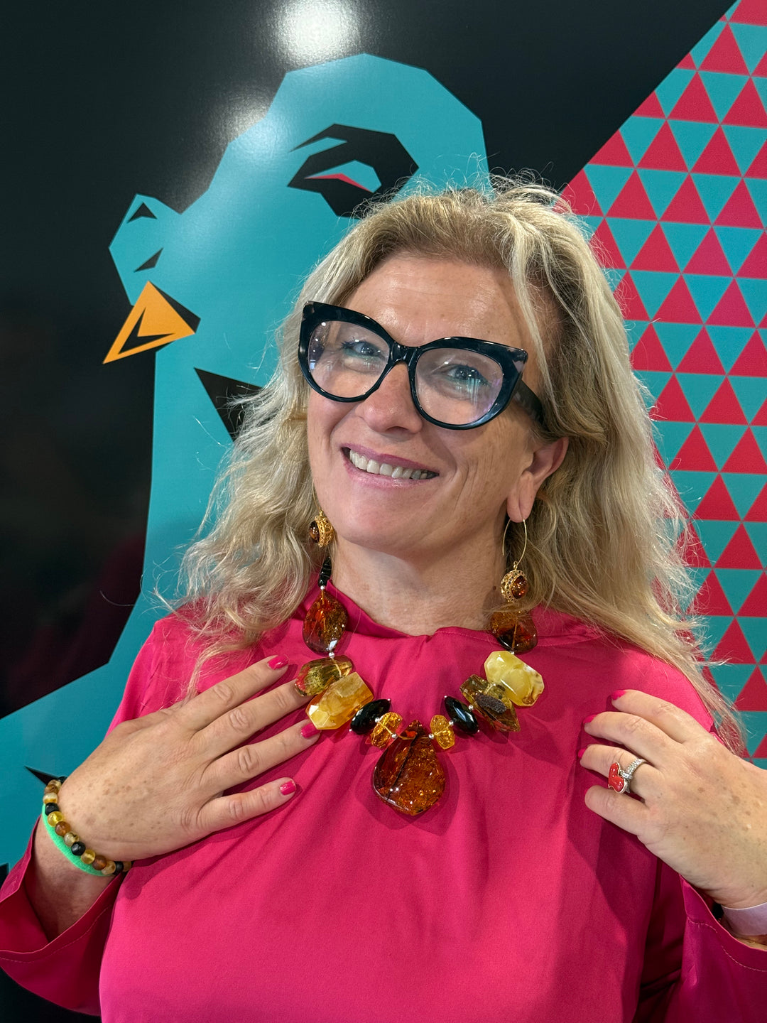 Collana multicolore di Ambra del baltico montato in argento