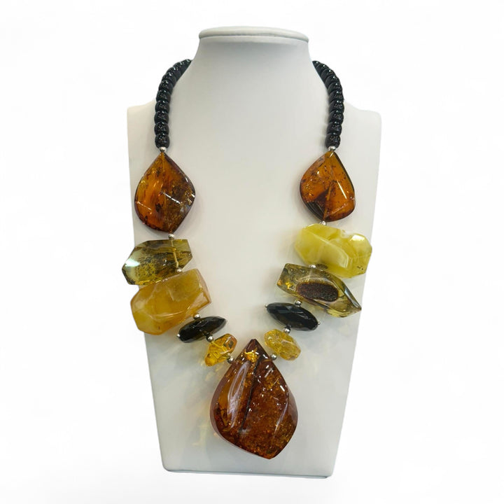 Collana multicolore di Ambra del baltico montato in argento