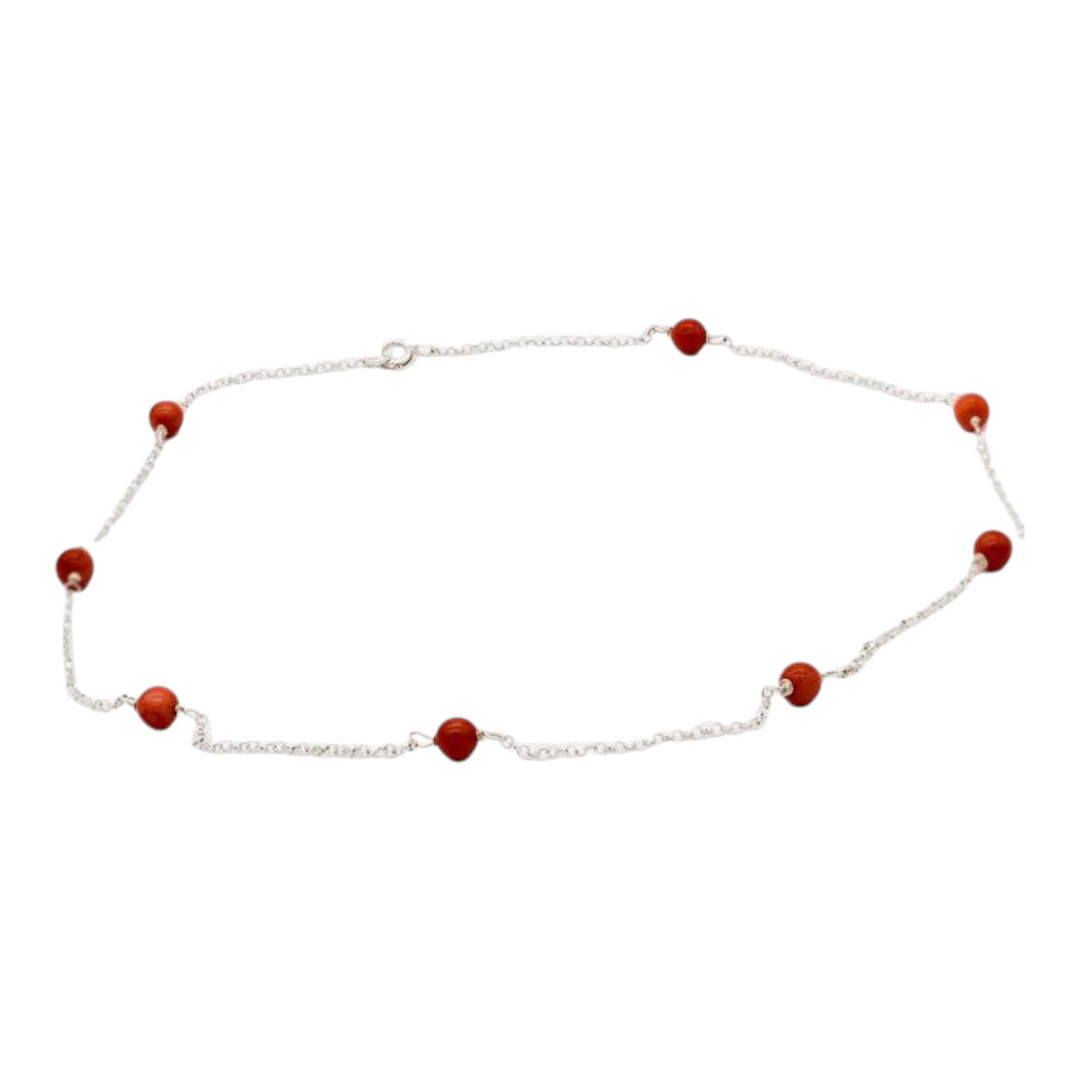 Collana perle di corallo montato su argento Lucia Vitiello Gioielli di Napoli