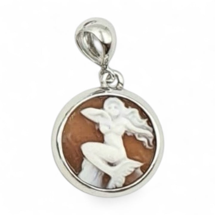 Neapolitan cameo charm pendants mounted in silver