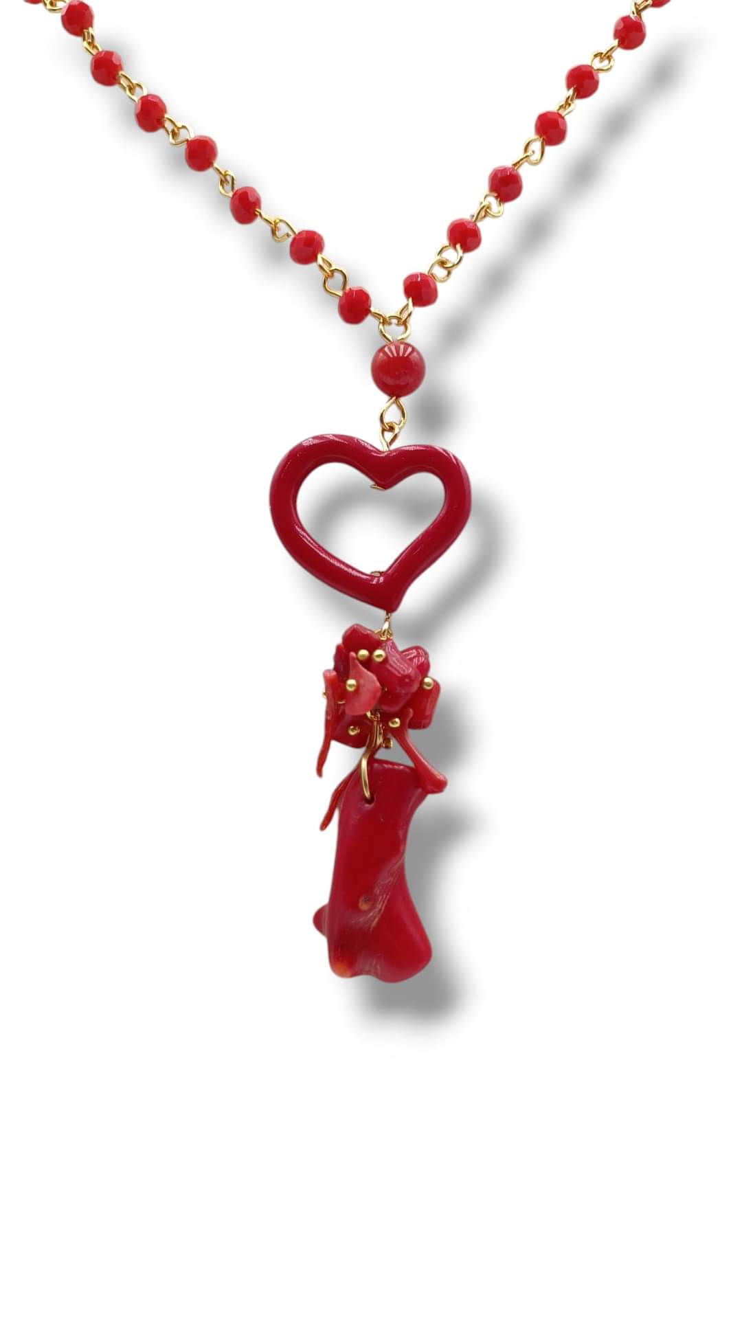 END OF COLLECTION - RED AGATE HEART NECKLACE