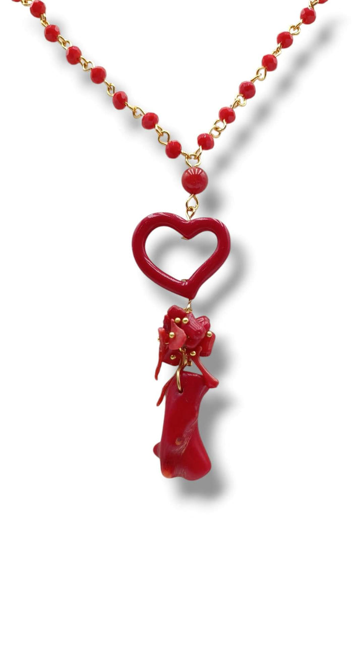 END OF COLLECTION - RED AGATE HEART NECKLACE