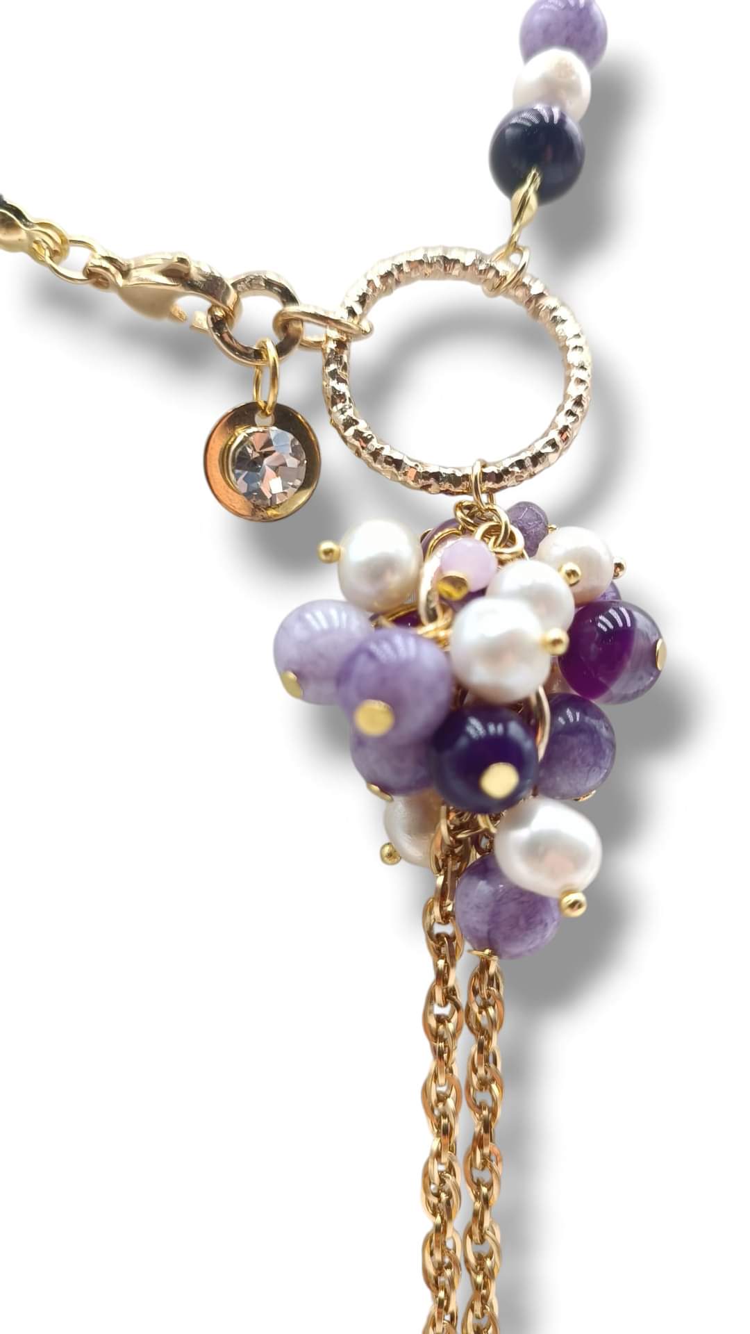 FINE COLLEZIONE - COLLANA AGATA LILLA E PERLE DI FIUME