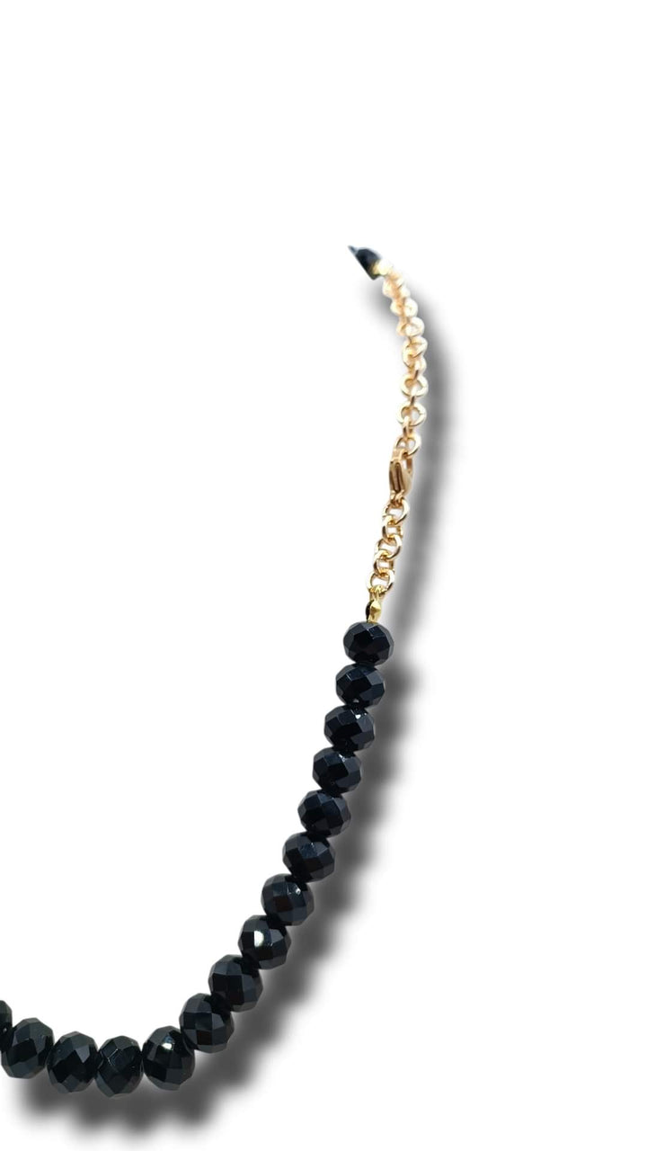 END OF COLLECTION - Coral paste and black agate necklace