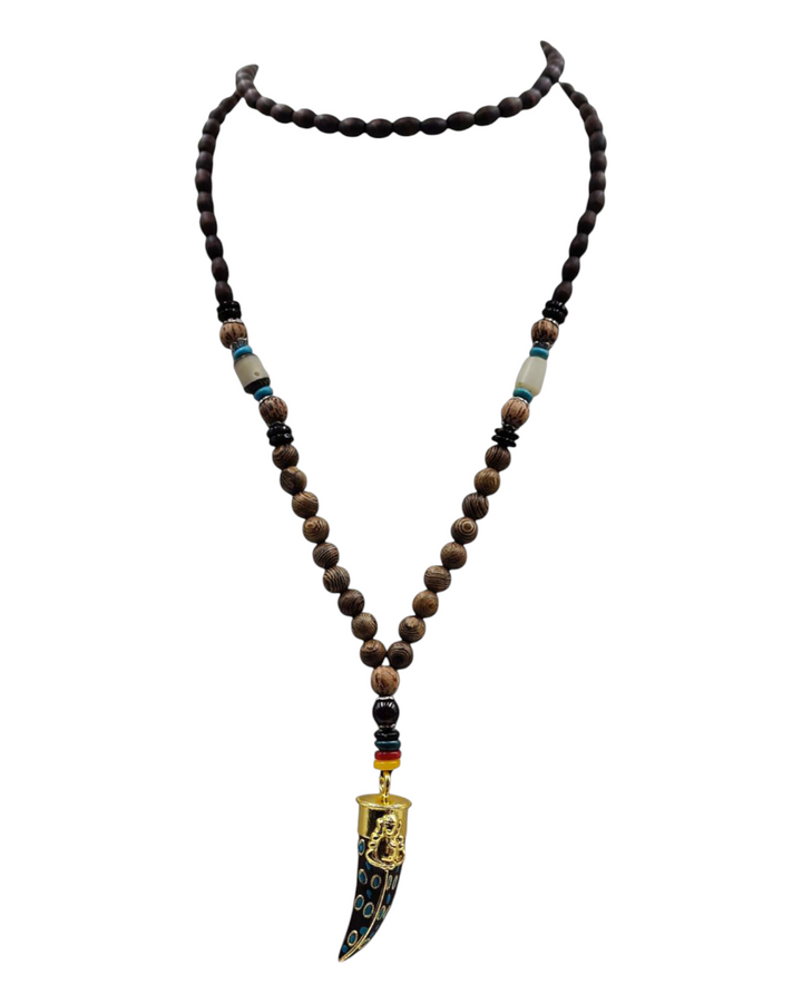 END OF COLLECTION - Horn necklace on zama and wood