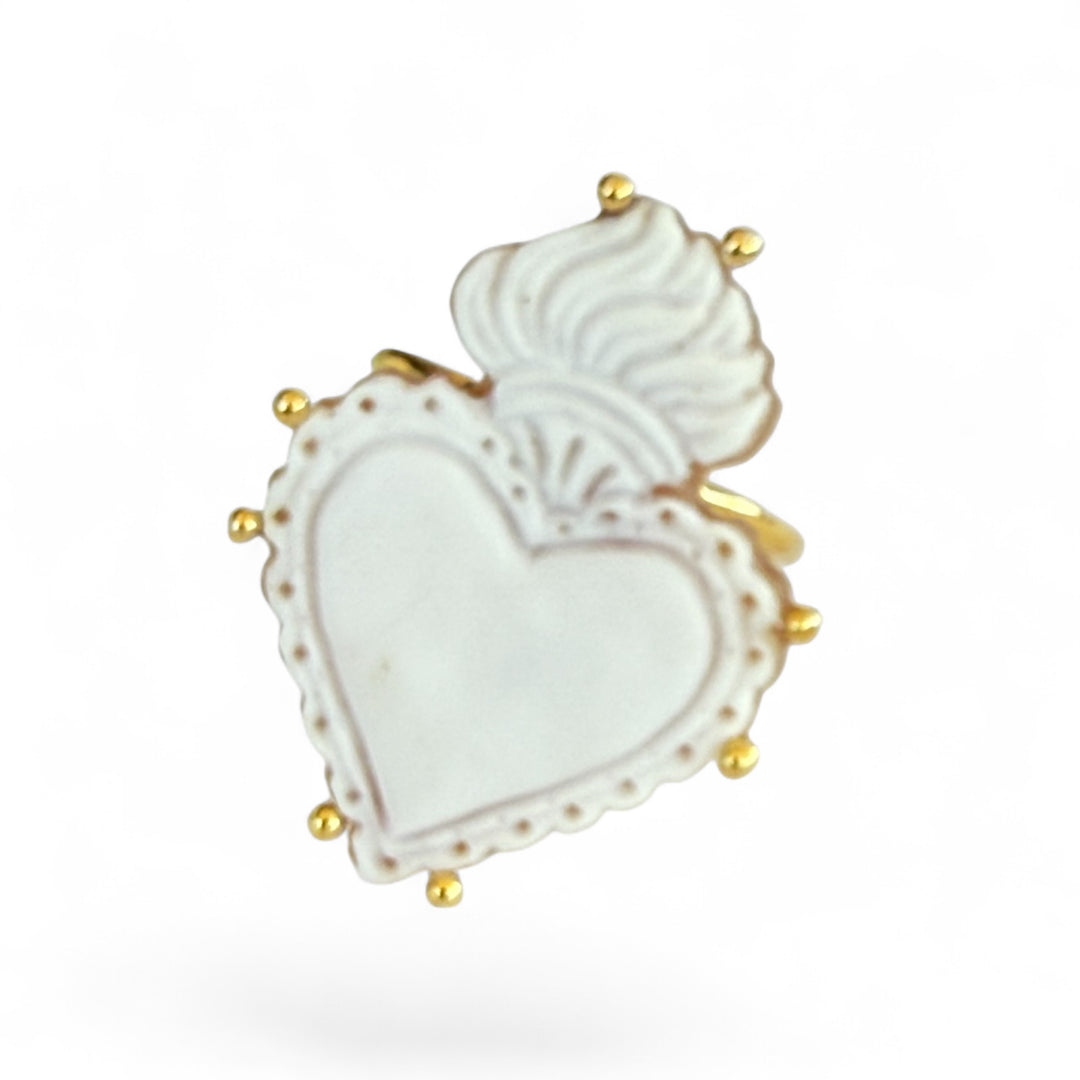 End of collection - "Sacred heart" ring in sardonic cameo mounted in 18kt gold-plated silver