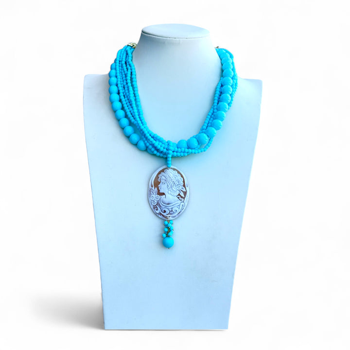 End of collection - cameo goddess necklace mounted in turquoise paste