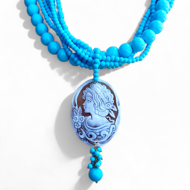 End of collection - cameo goddess necklace mounted in turquoise paste
