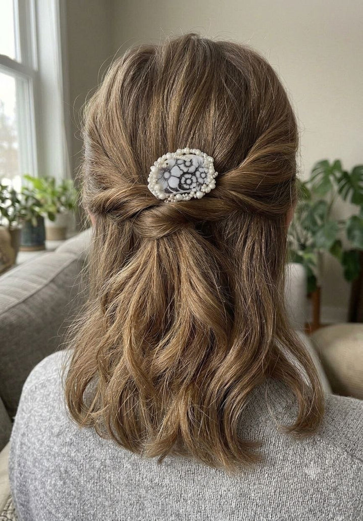 Forcina Capelli di Cammeo montato in Argento Dorato
