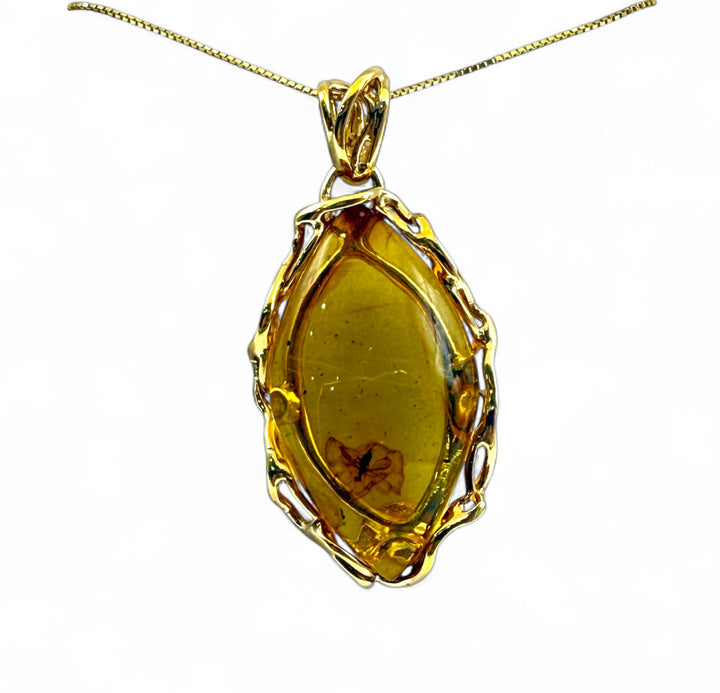 Fine collezione - Ciondolo "ambra gialla" del baltico montato in argento