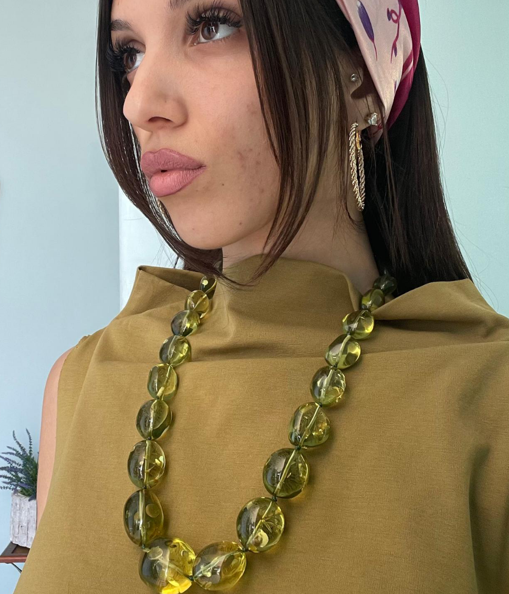 Collana in ambra verde
