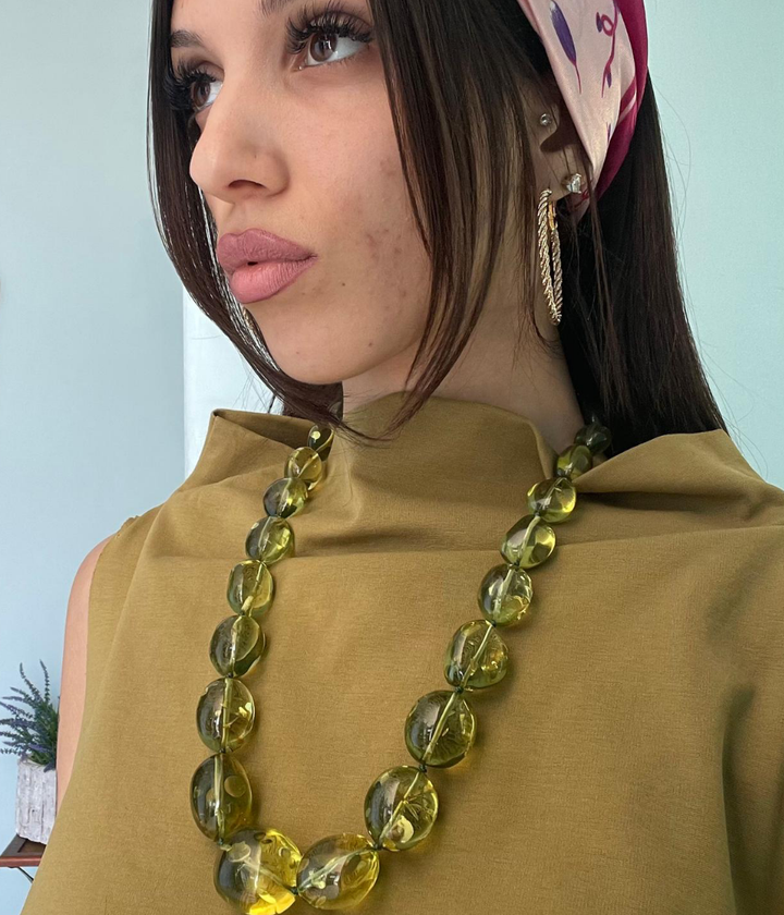 Collana in ambra verde