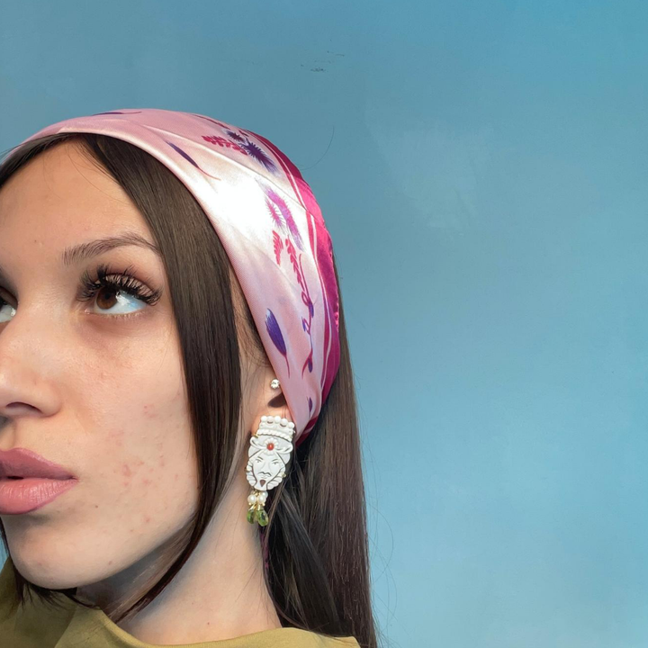 Sicily Collection - Sicilian Moorish earrings for him and her in cameo mounted on silver, pearls and peridot