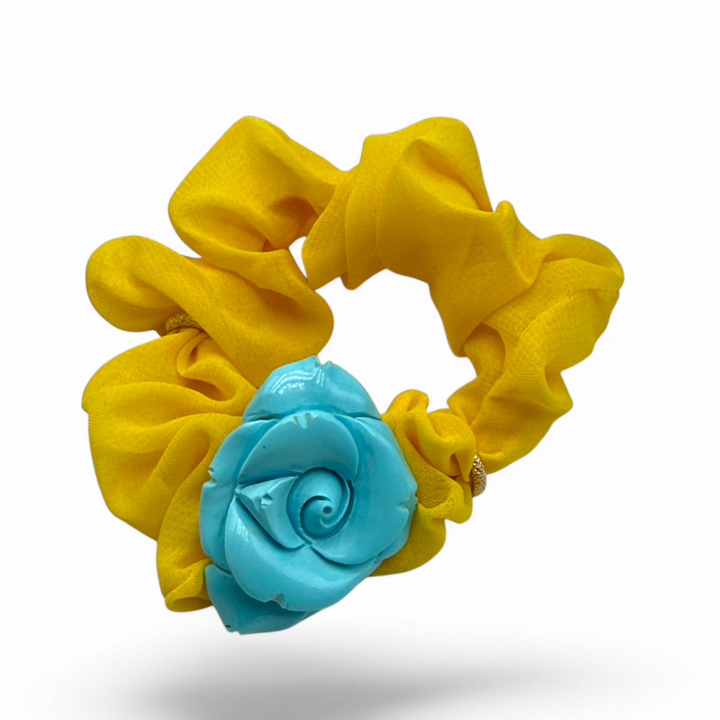 END OF COLLECTION - Elastic bracelet cotton and turquoise paste 4 flowers
