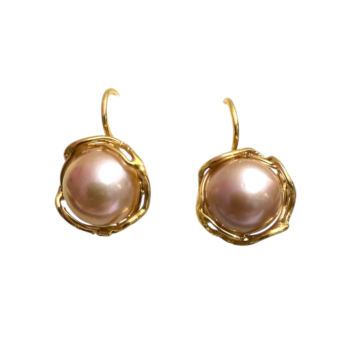 Edison pearl earrings mounted on silver