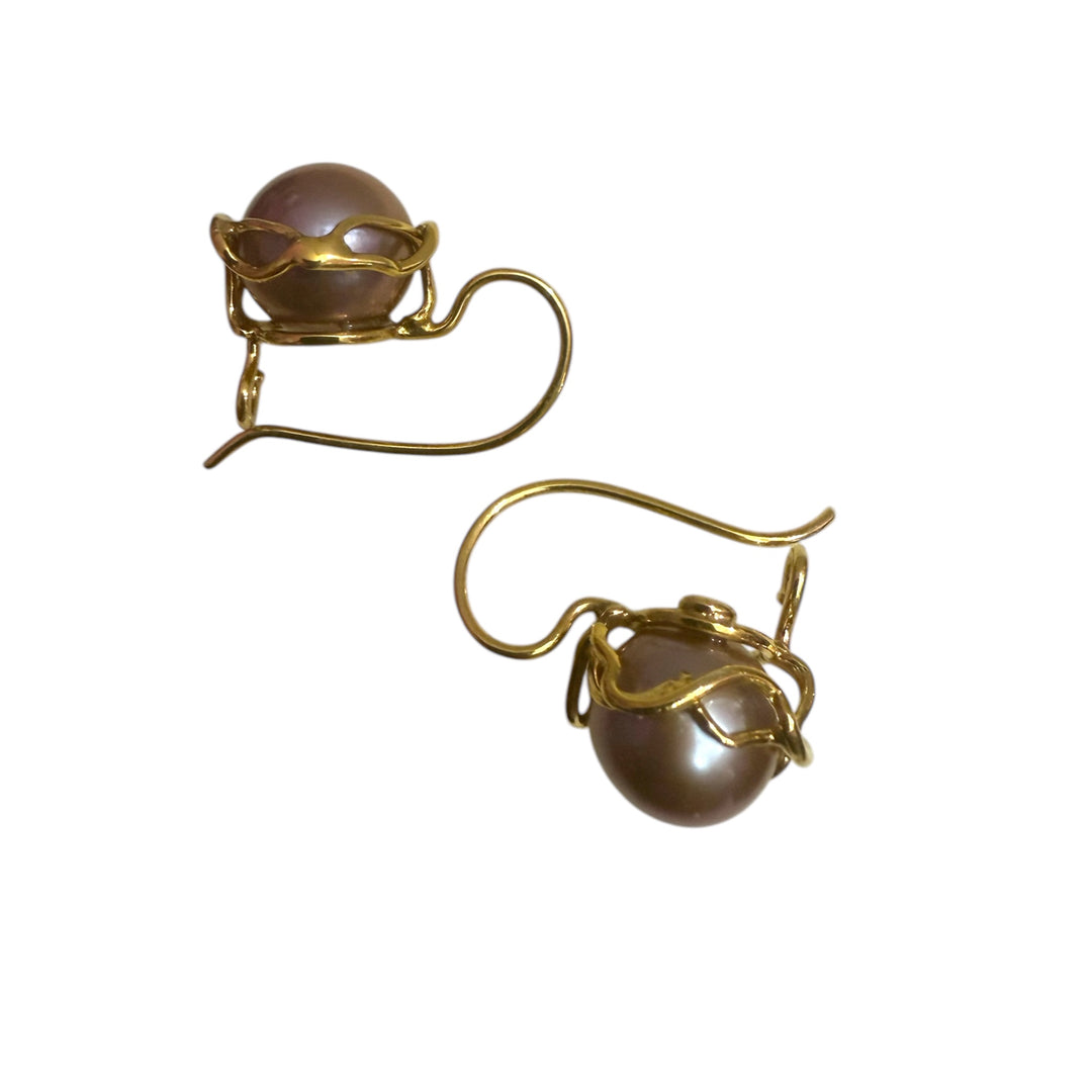 Edison pearl earrings mounted on silver
