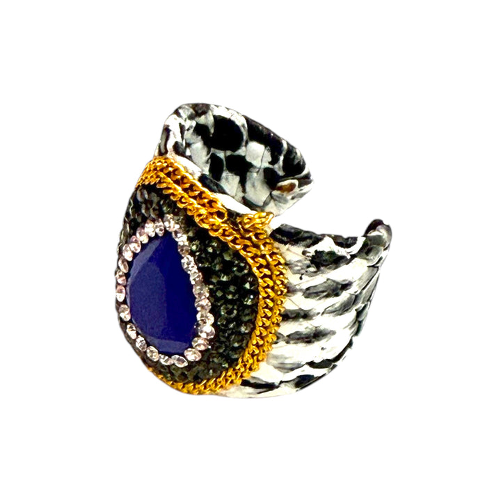End of collection - leather and zirconia ring