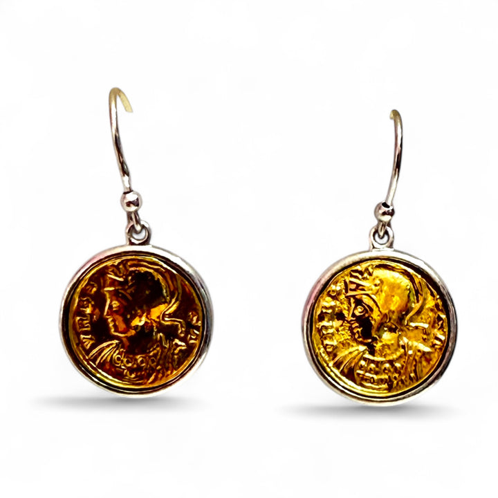 Fine collection - Roman coin earrings in silver and burnished silver