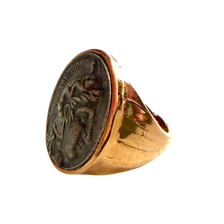 Fine collection - Roman coin ring in burnished silver and copper-plated silver