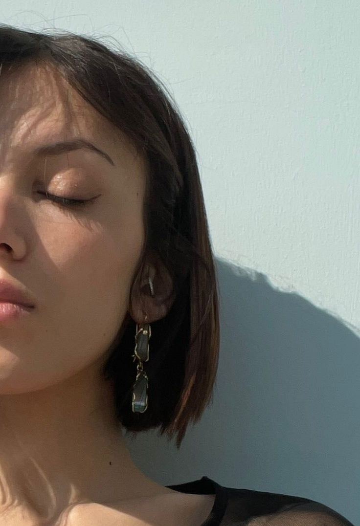 END OF COLLECTION - Green agate earrings mounted on silver
