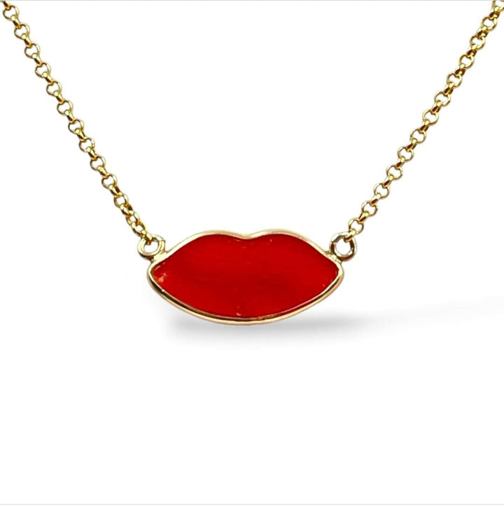 Collana bacio in corallo rosso vero e montato su argento