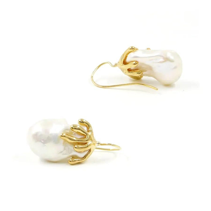 Baroque pearl and silver earrings