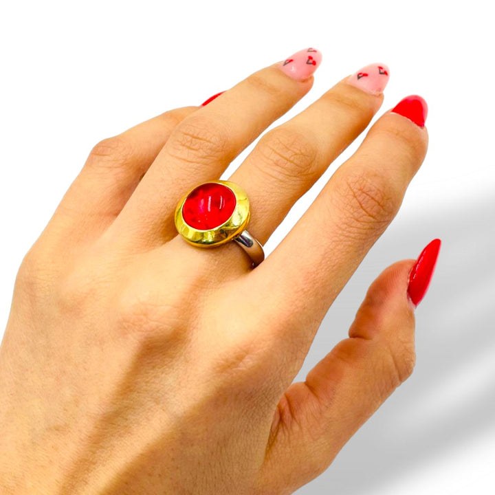 Murano crystal ring mounted on silver