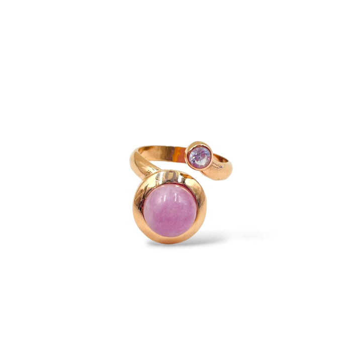 END OF COLLECTION - Kunzite and zircon ring mounted on silver
