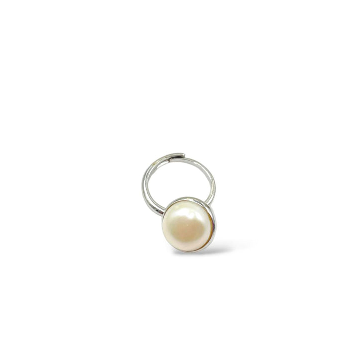Pearl ring mounted on silver