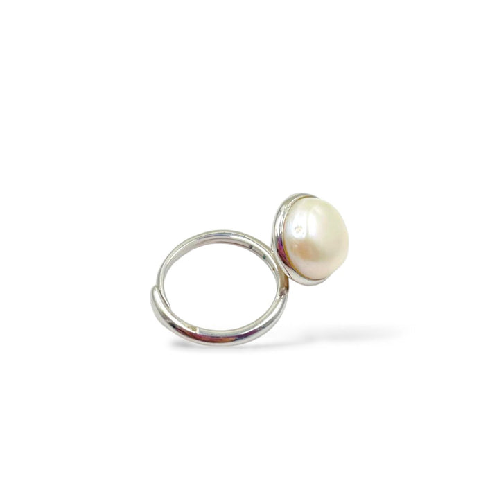 Pearl ring mounted on silver