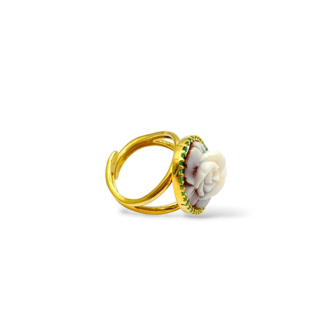 END OF COLLECTION - Pink cameo ring mounted on silver