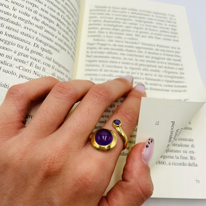 Amethyst ring mounted on silver