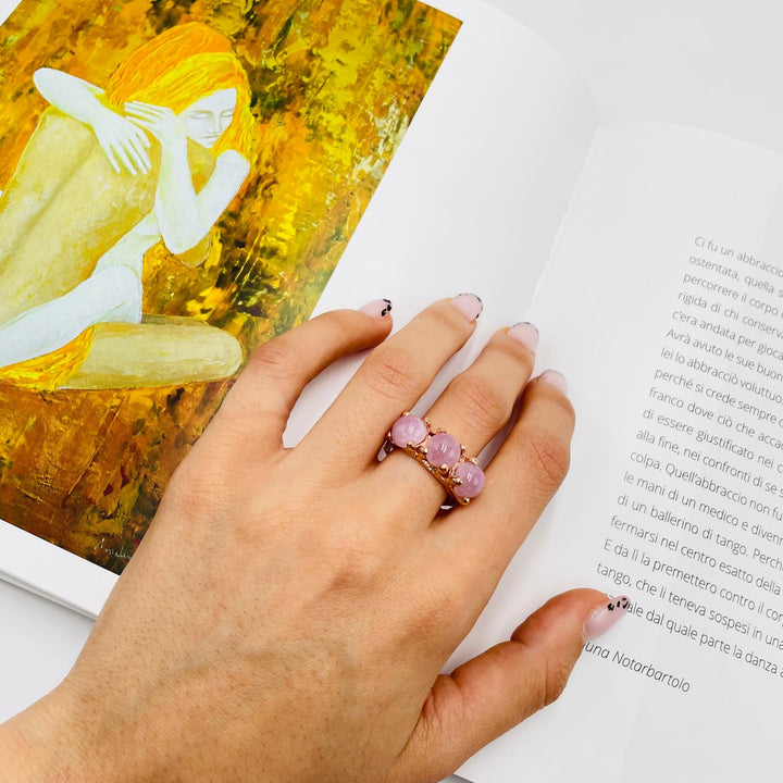 END OF COLLECTION - Kunzite Trilogy Ring Mounted on Silver