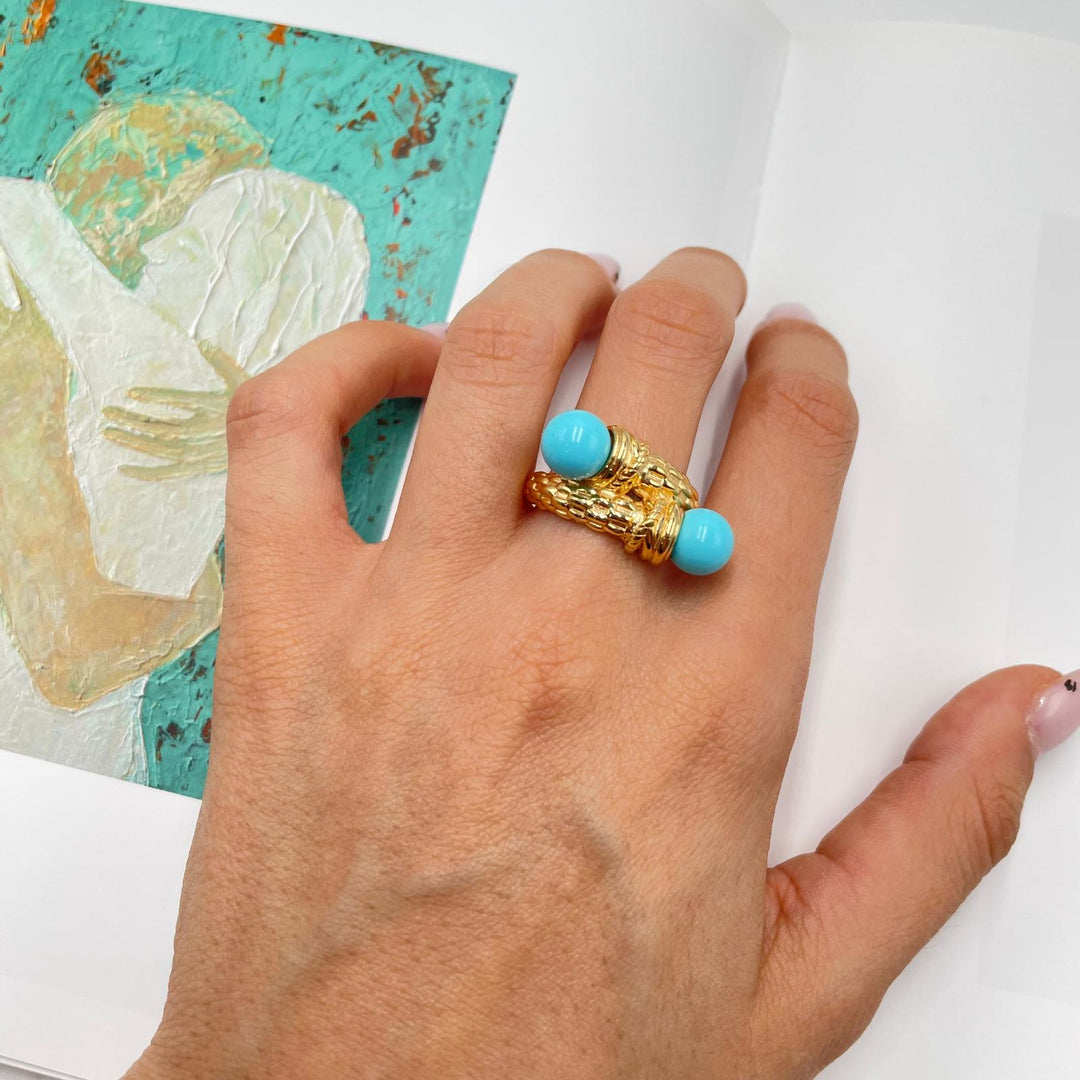 END OF COLLECTION - Turquoise paste ring mounted on silver