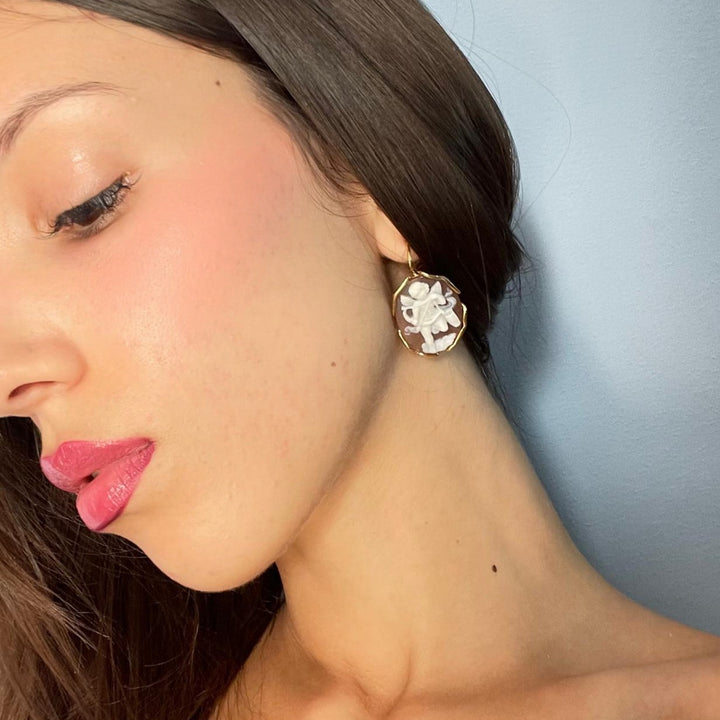 Angel Cameo Earrings Mounted on Silver