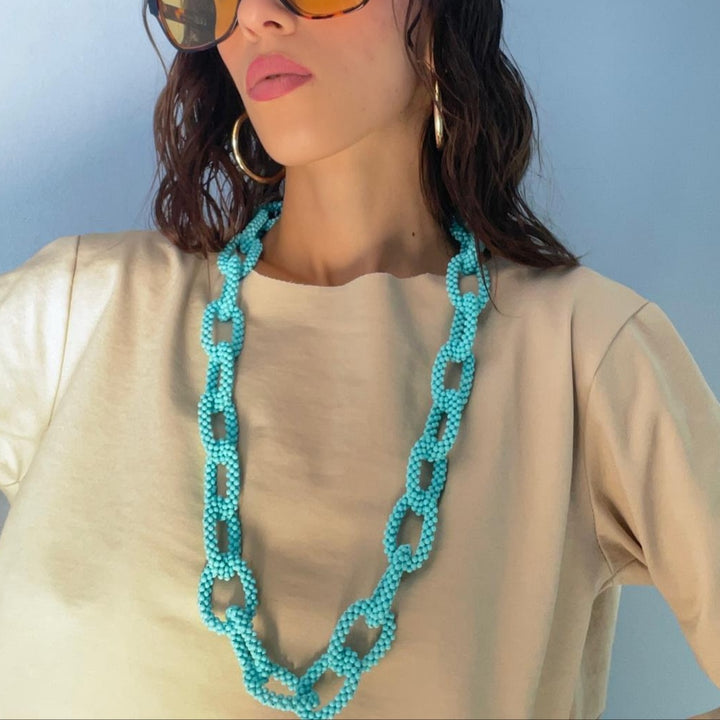 Turquoise paste chain necklace